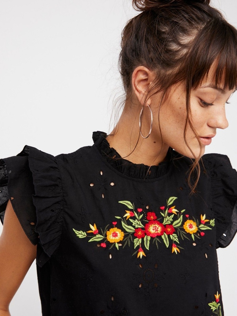 Free People Embroidered Top, Small